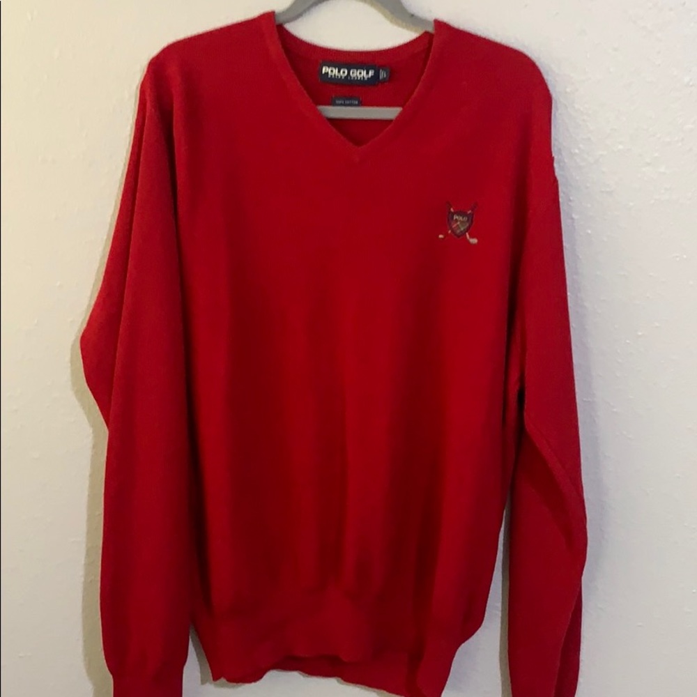 Polo Golf v-neck sweater with Polo Shield sz L